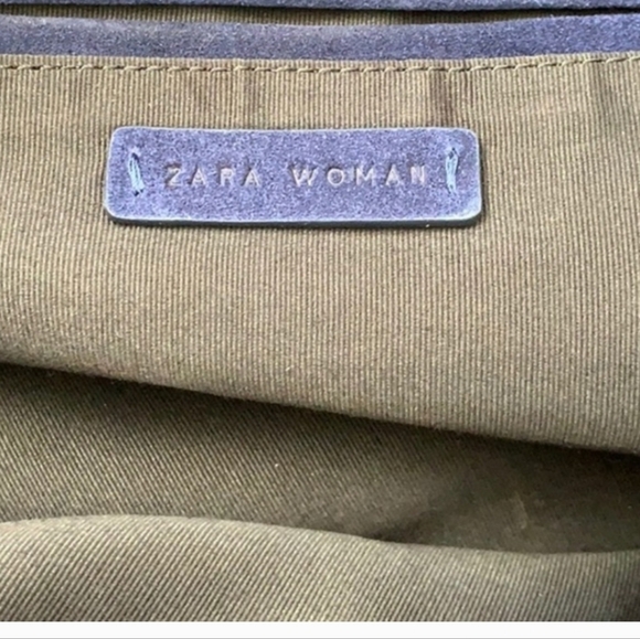 Zara Navy Blue Satchel with Red Scarf Accent   does not have the red cloth - Picture 7 of 12